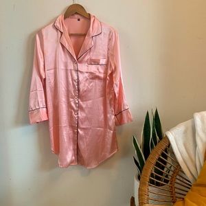 Pink Button Down Short PJ